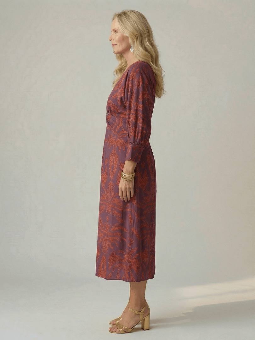 Lune | Midi Wrap Jurk Natuur - Bellanza