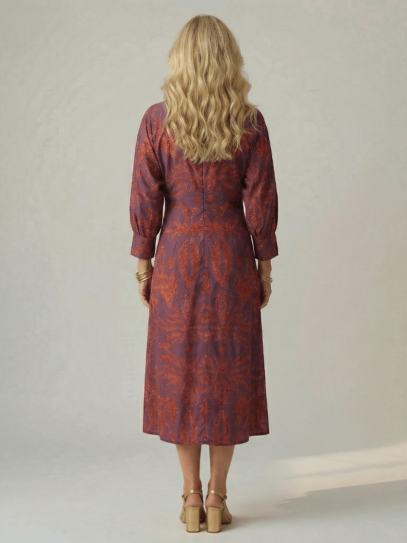 Lune | Midi Wrap Jurk Natuur - Bellanza