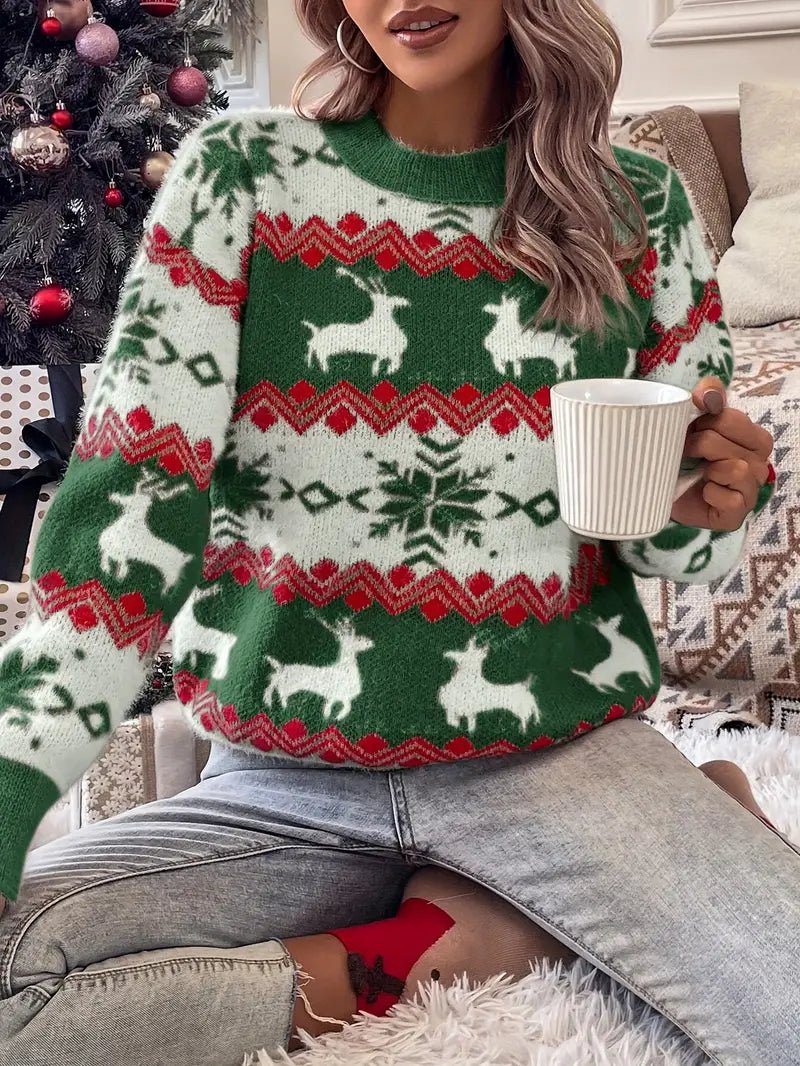 Luxe knitted winter kerst sweater voor dames - bellanza