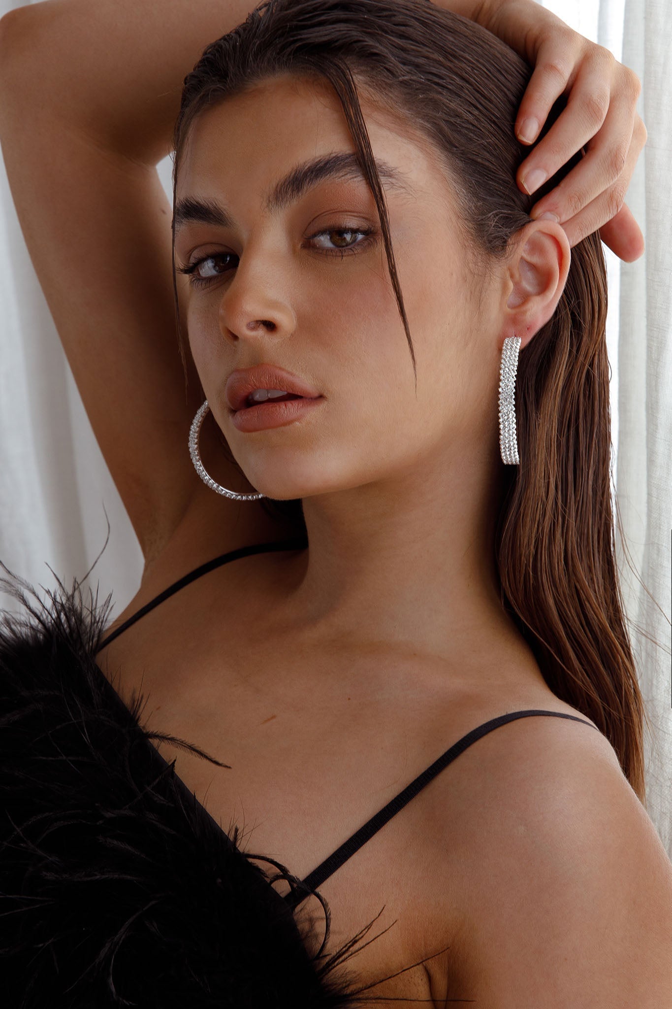 Maddy Diamante Zilveren Creolen - Bellanza