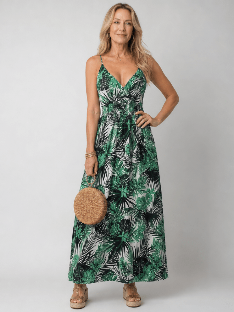 Maravelle | Mouwloze Midi-jurk met Bloemenprint - Bellanza