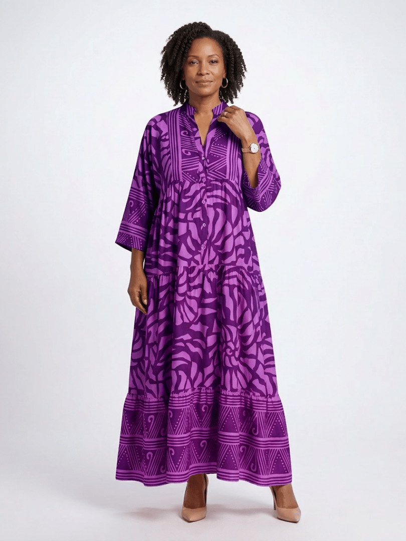 Marielle | Midi Jurk met Knopen - Bellanza
