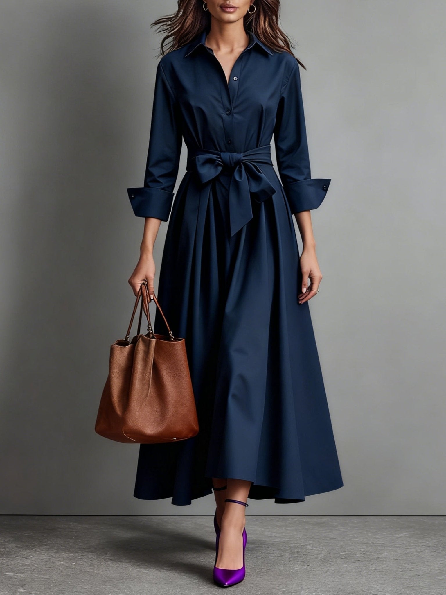 Marise™ | Elegante Maxi Jurk met Strikdetail - Bellanza
