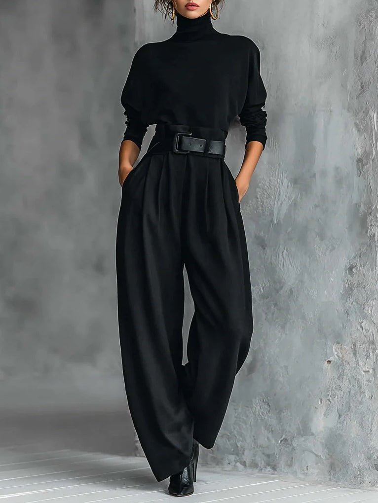 Marjo | Elegante coltrui en getailleerde broek met riemset - Bellanza