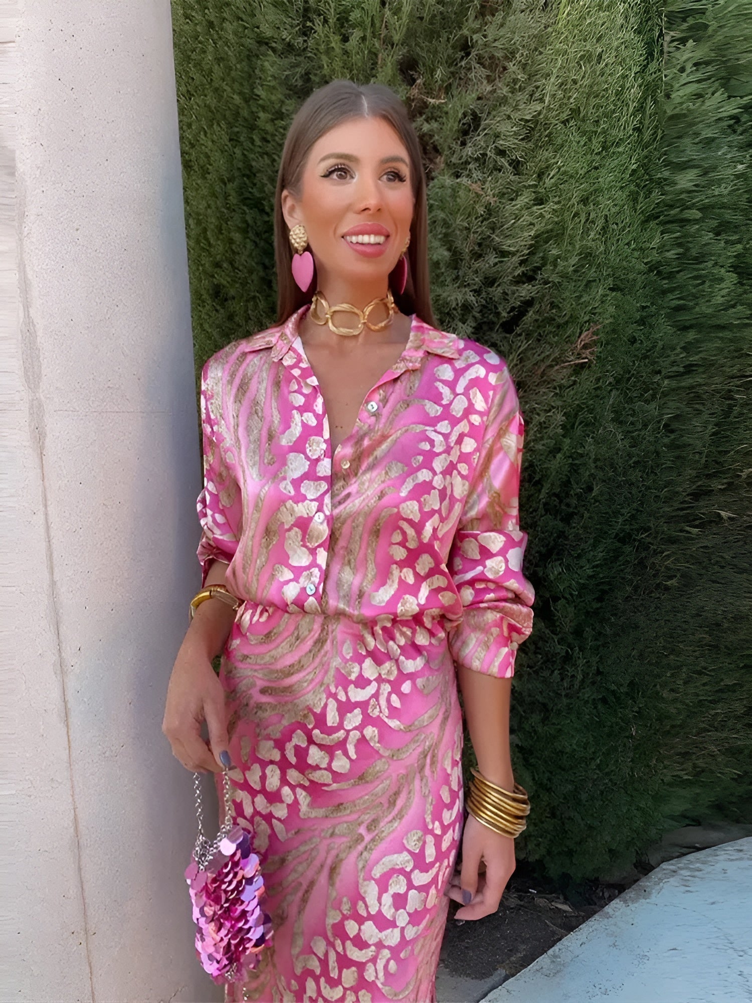 Mei | Elegante Satijnen Overhemdjurk - bellanza