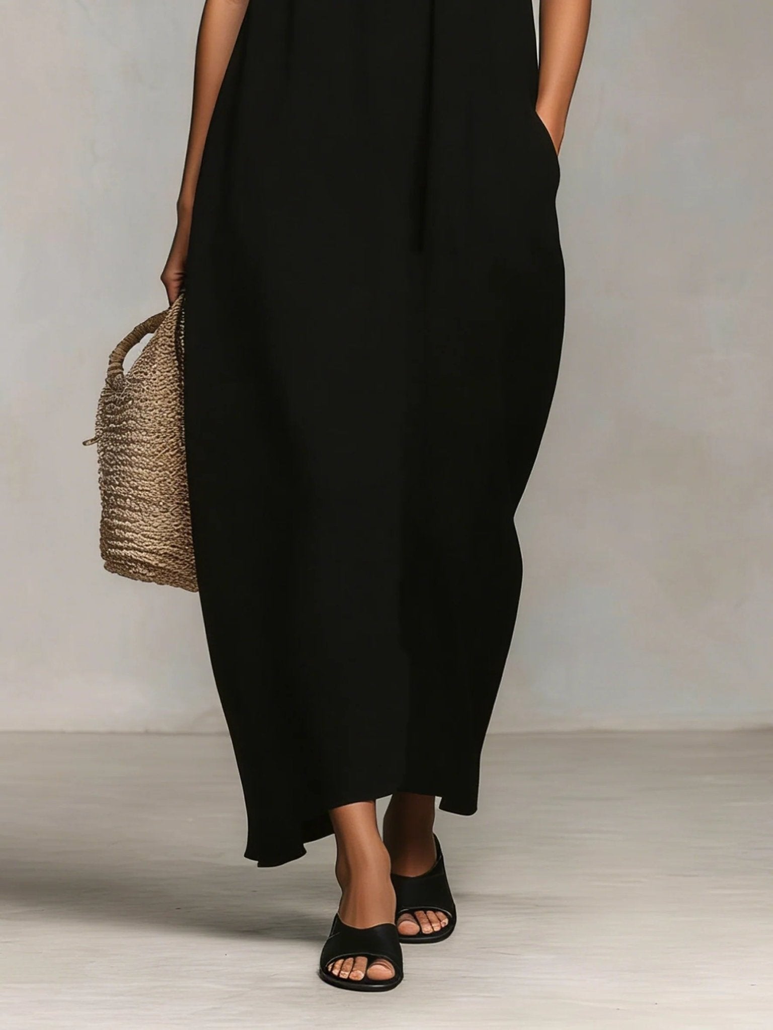 Mirelle™ | Maxi Jurk met Kleurblokken en Spaghetti Schouderbandjes - Bellanza