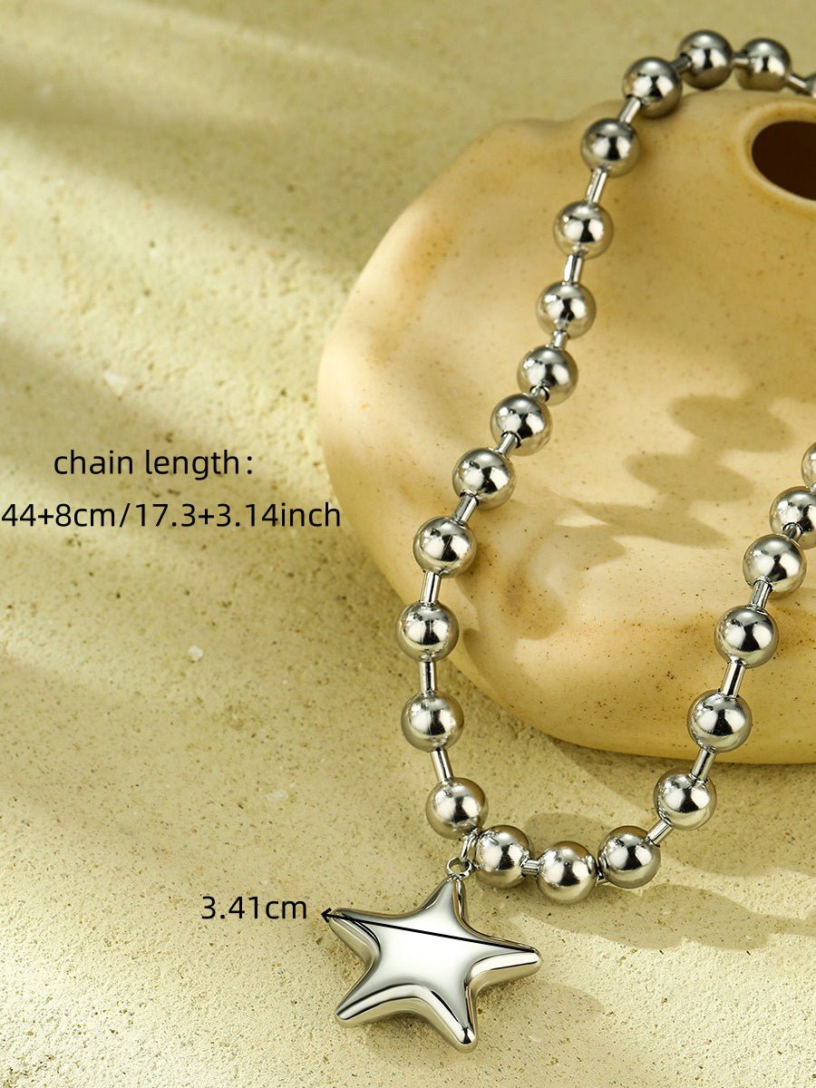 Mode Beaded Hartvorm 18k Contrastkleur Roestvrij Stalen Ketting - Bellanza
