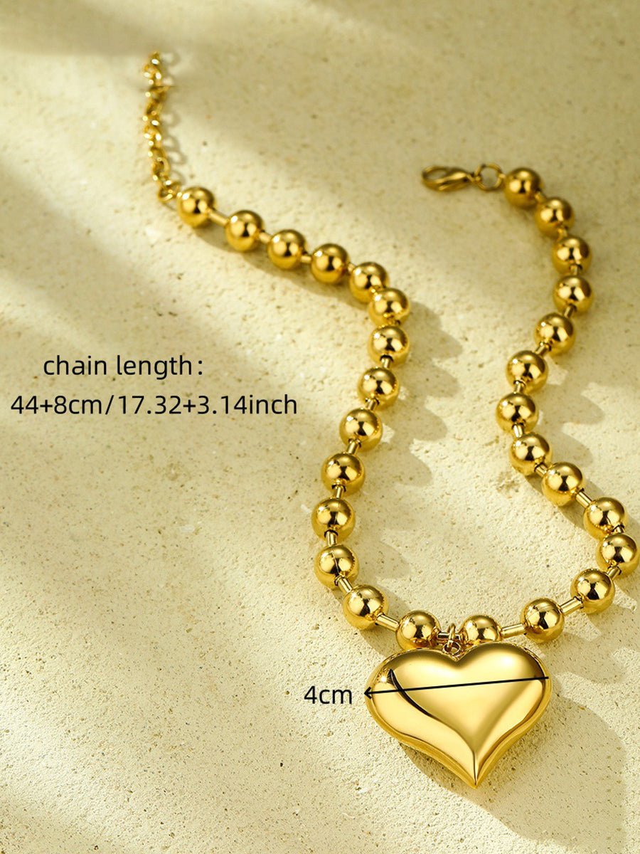 Mode Beaded Hartvorm 18k Contrastkleur Roestvrij Stalen Ketting - Bellanza