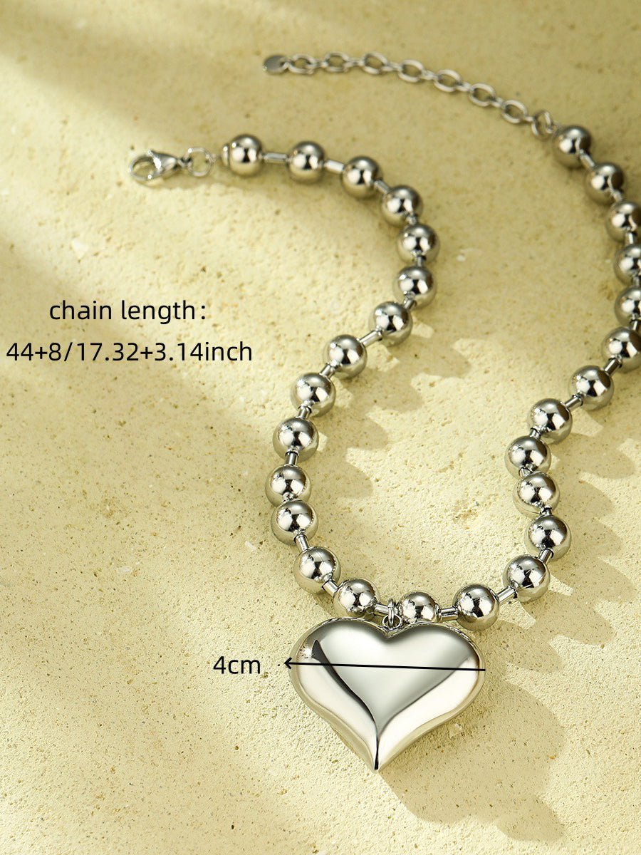 Mode Beaded Hartvorm 18k Contrastkleur Roestvrij Stalen Ketting - Bellanza