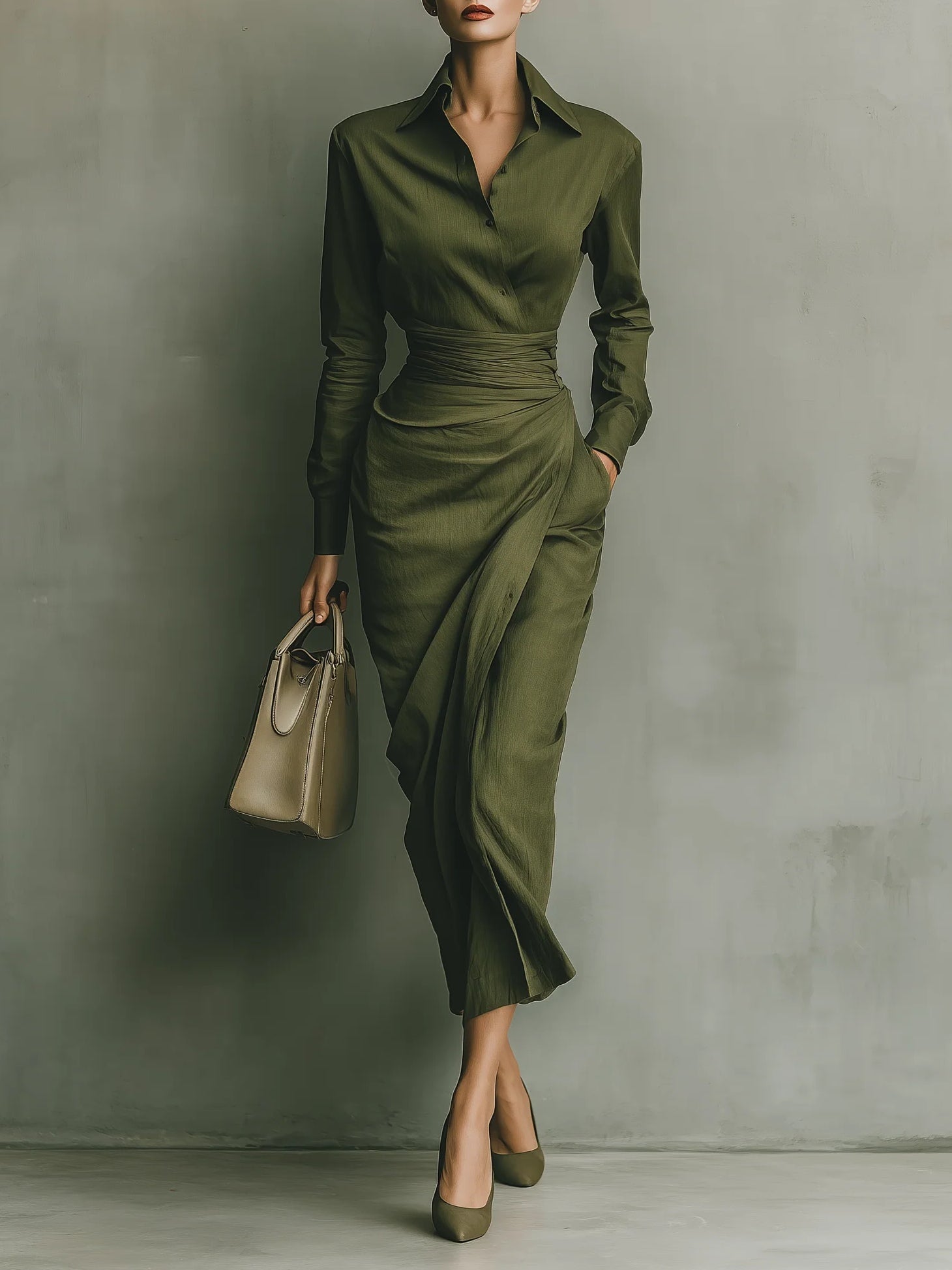 Noëlle™ | Maxi jurk in legergroen - Bellanza