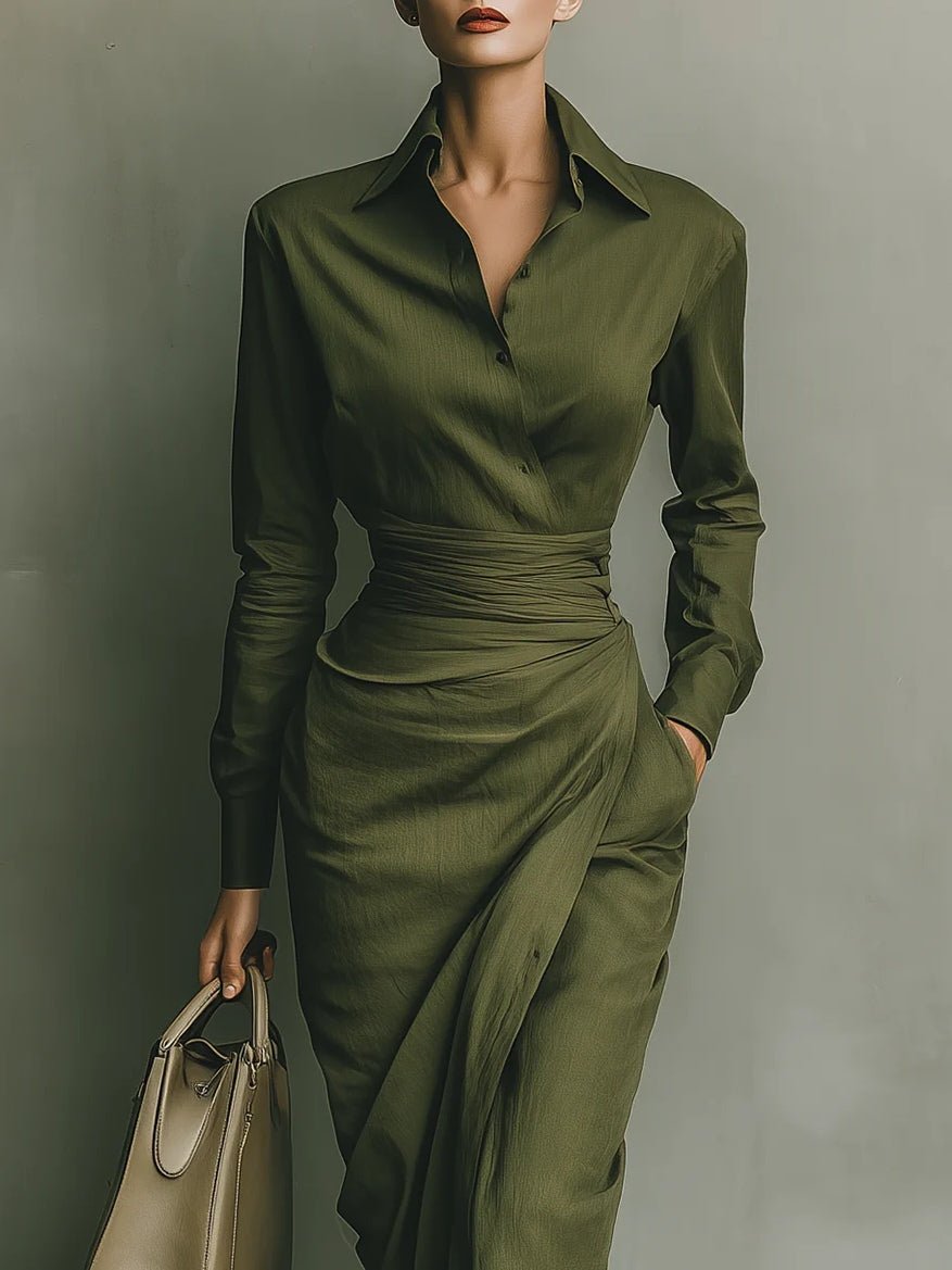 Noëlle™ | Maxi jurk in legergroen - Bellanza