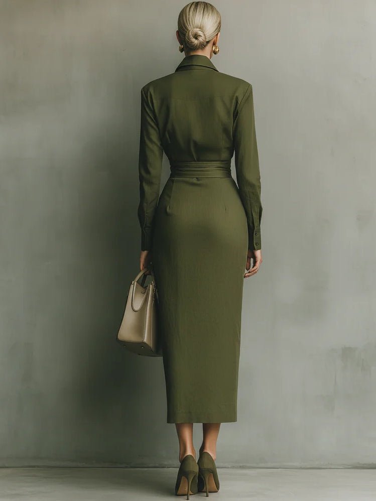 Noëlle™ | Maxi jurk in legergroen - Bellanza