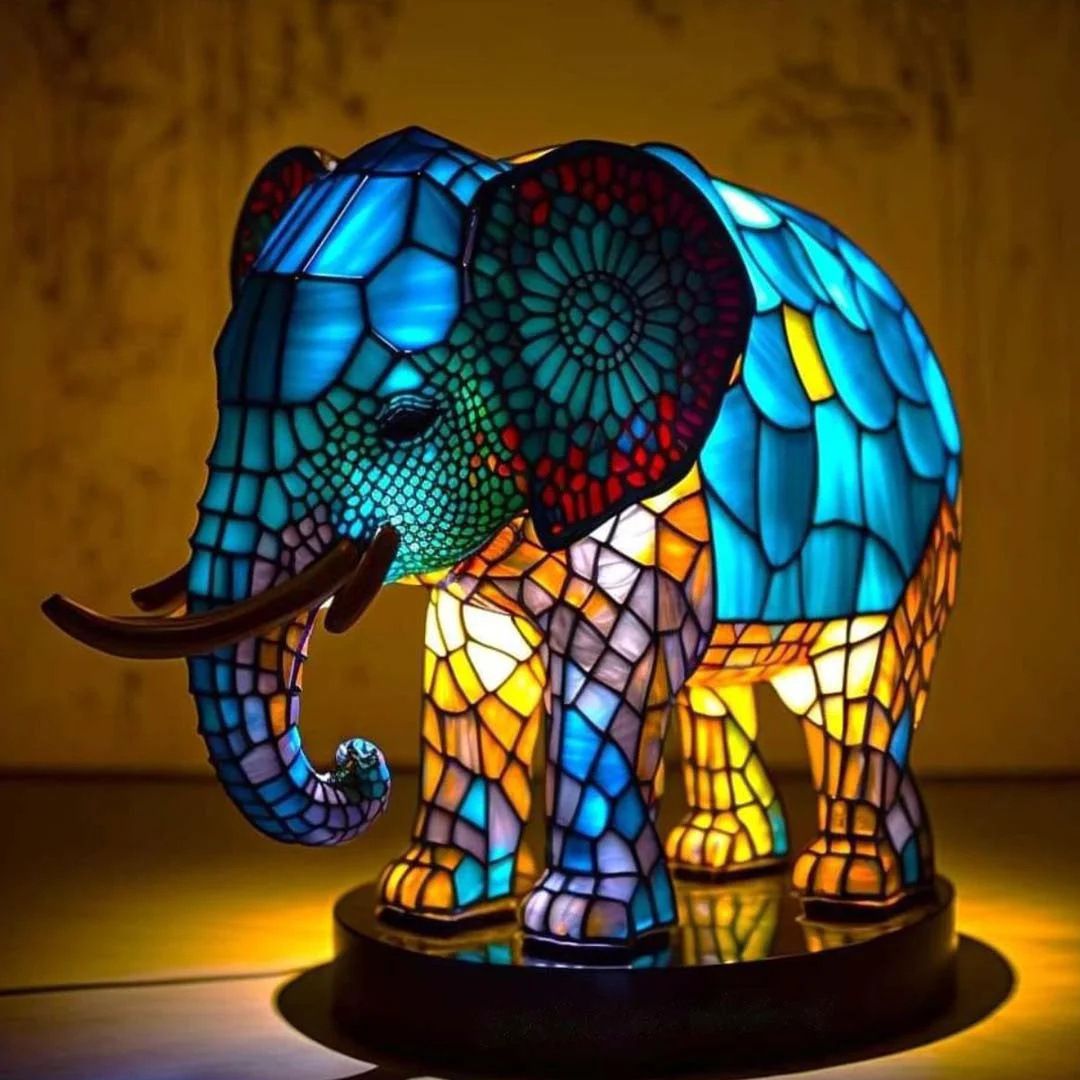 Nounours – Magische olifantenlamp van gekleurd glas - Bellanza