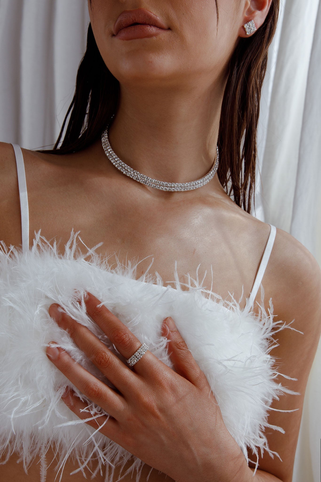 Oorbellen, ring en collier Suite Life Diamante Zilver - Bellanza