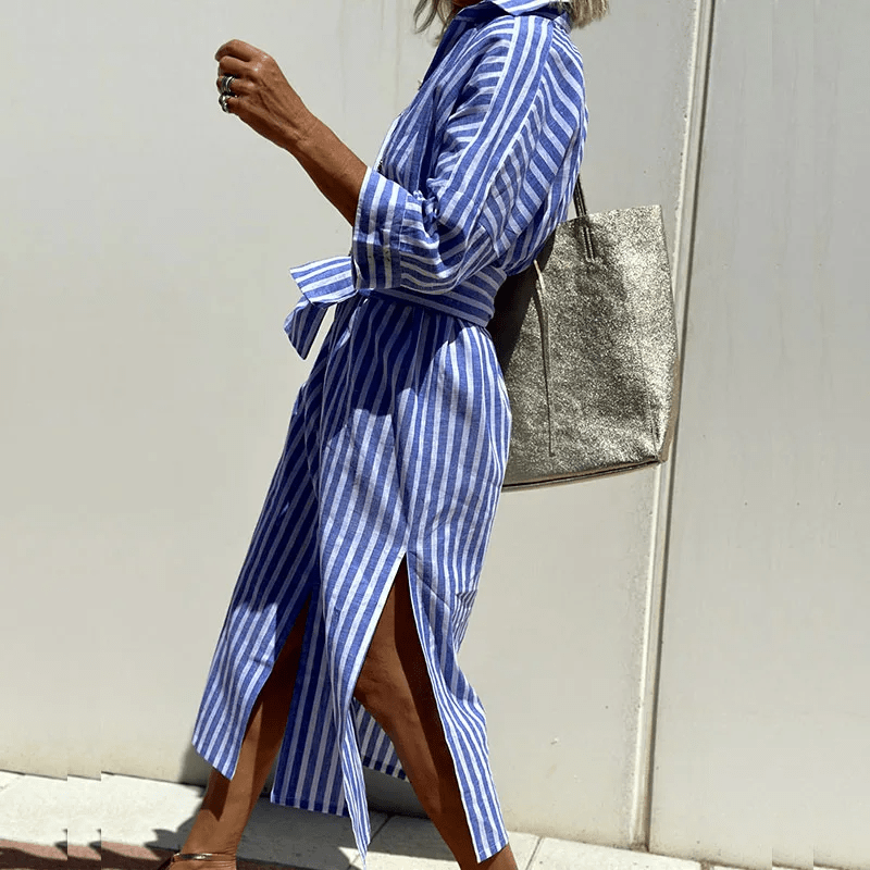 Paloma - elegante gestreepte blousejurk - bellanza