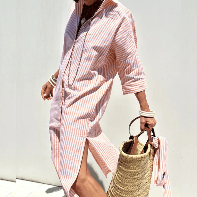 Paloma - elegante gestreepte blousejurk - bellanza
