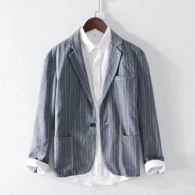 Pinstripe Tailored Fit Linnen Blazer - bellanza