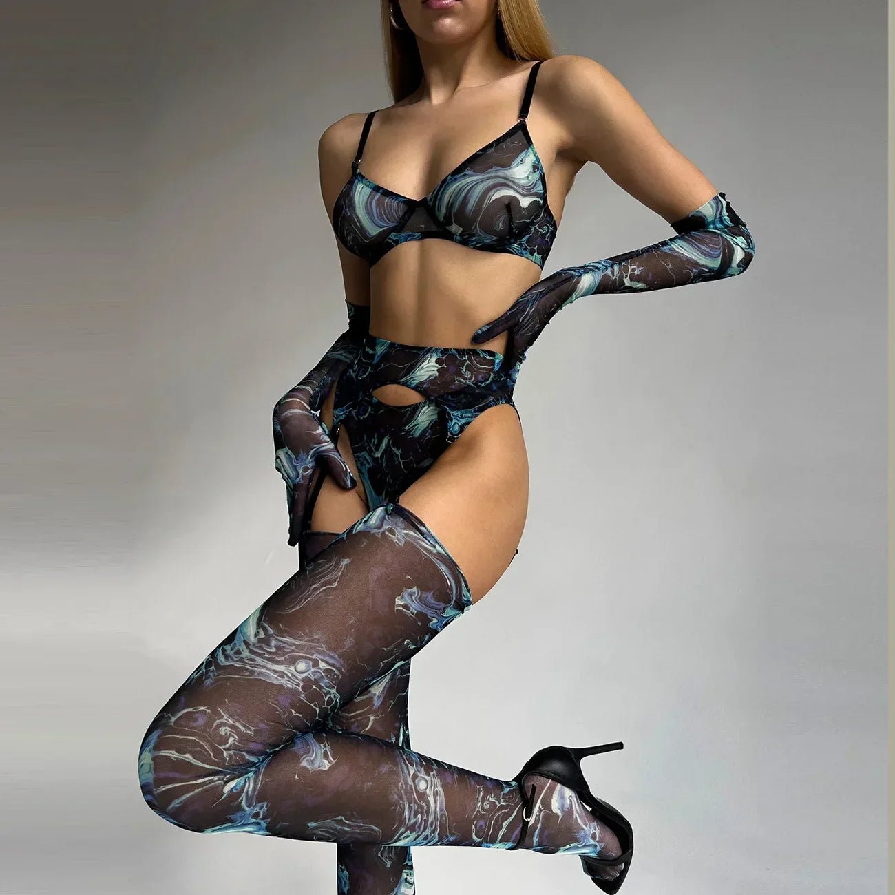 Poppy | 5 - Delige Tie Dye Lingerie Set - bellanza