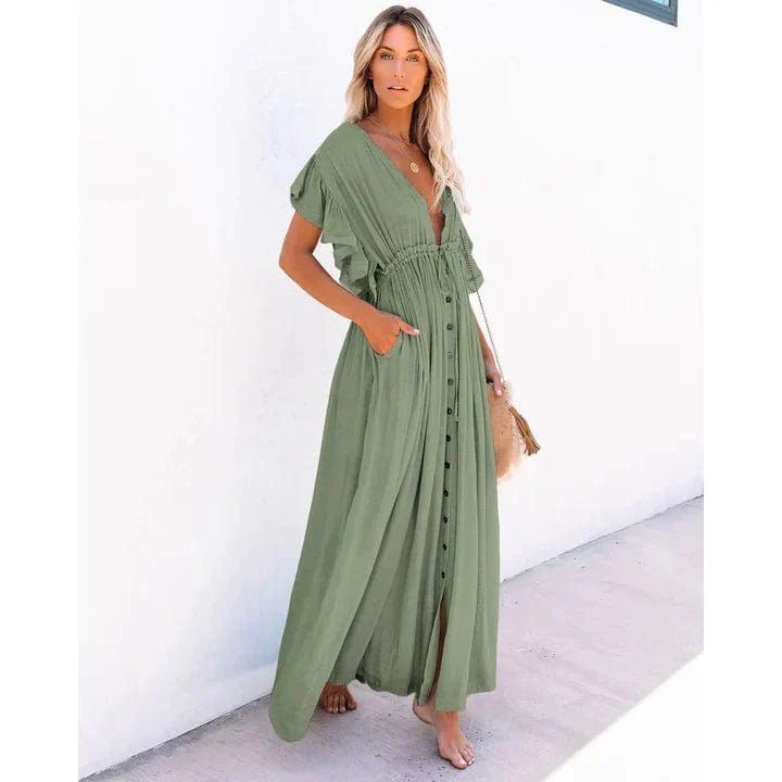 Puck™ - Maxi Groene Ibiza Strandjurk - bellanza