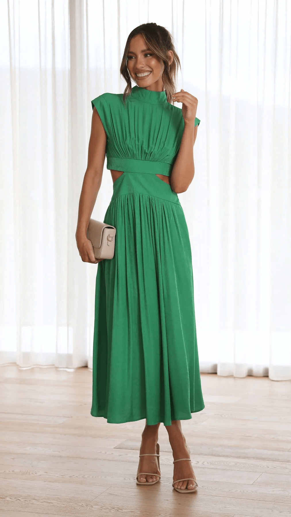Quincy | Midi - jurk met Cut - Out en Zakken - bellanza