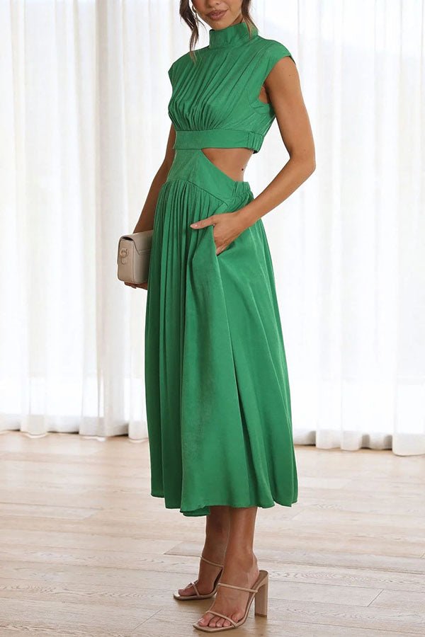 Quincy | Midi - jurk met Cut - Out en Zakken - bellanza