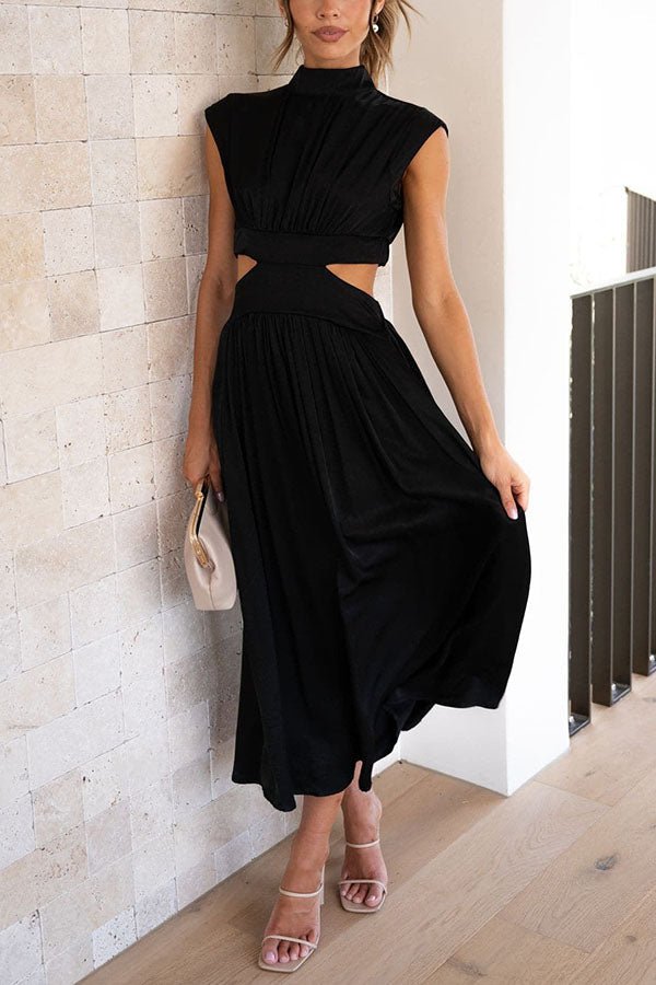 Quincy | Midi - jurk met Cut - Out en Zakken - bellanza