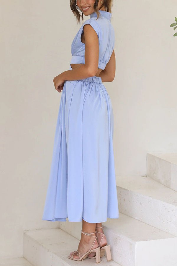 Quincy | Midi - jurk met Cut - Out en Zakken - bellanza