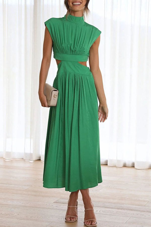 Quincy | Midi - jurk met Cut - Out en Zakken - bellanza