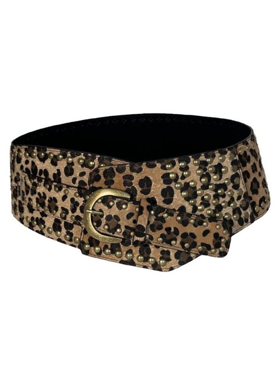 Retro Luipaardprint Nieten All-match Tailleband - Bellanza