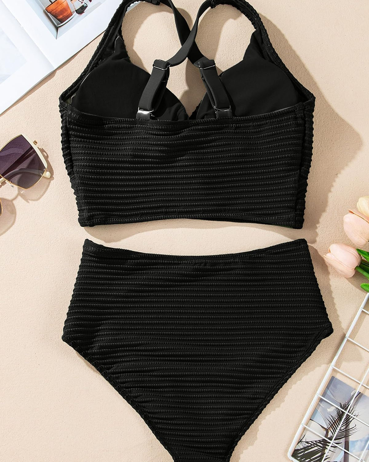 Ribbed Twist Bikini Set - bellanza