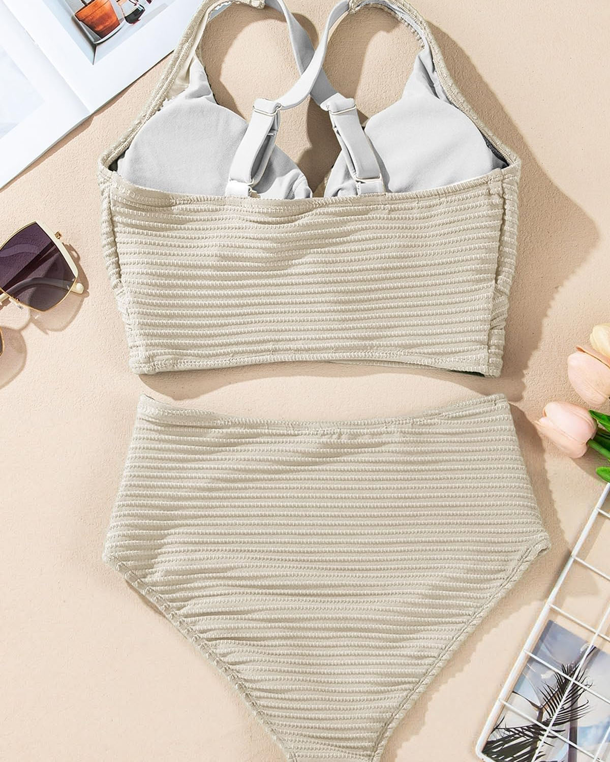 Ribbed Twist Bikini Set - bellanza