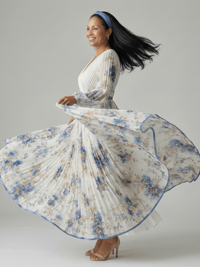 Rielle | Midi Plissé Wrap Jurk - Bellanza