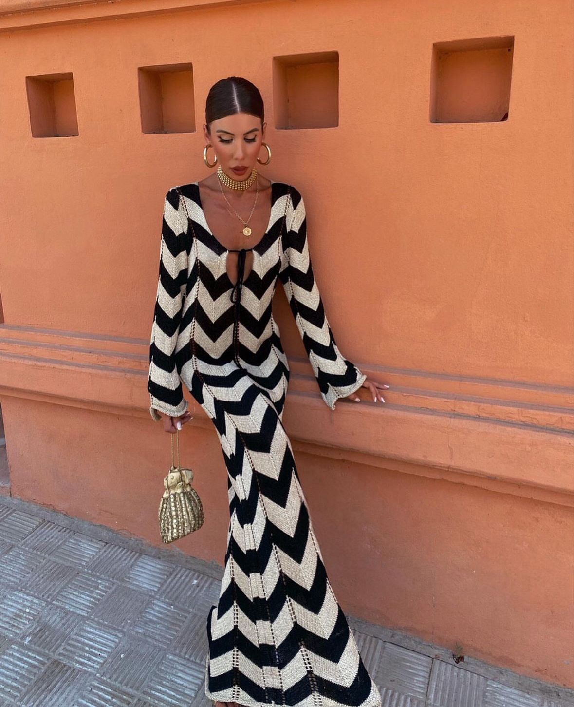 Santorini - Lange jurk van garen - bellanza