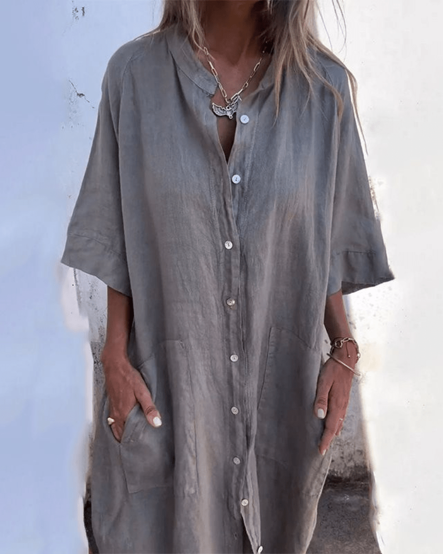 Serano™ | Ibiza Style Casual Enkelhoogte Overhemdjurk - bellanza