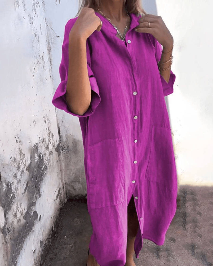Serano™ | Ibiza Style Casual Enkelhoogte Overhemdjurk - bellanza