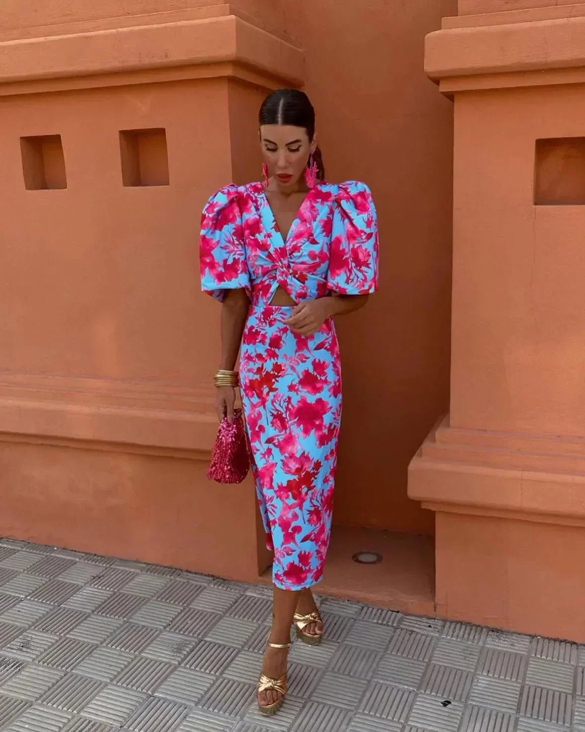 Simona | Trendy midi jurk - bellanza