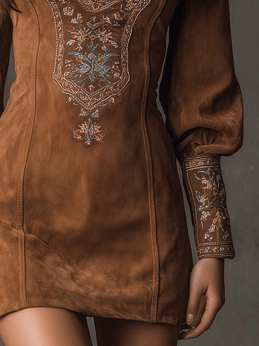 Sofia™ – Korte jurk met suède - look - Bellanza