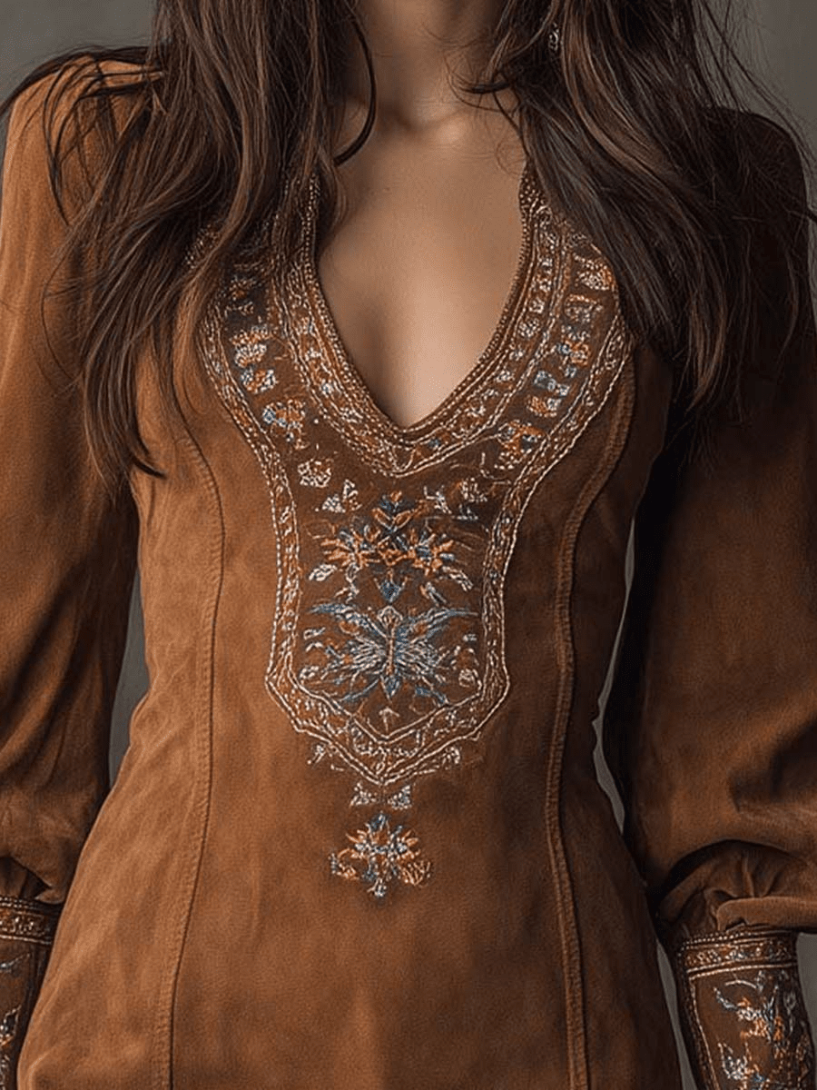 Sofia™ – Korte jurk met suède - look - Bellanza