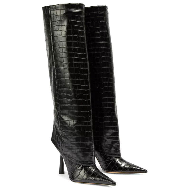 Steenpatroon puntige stiletto laarzen - Bellanza