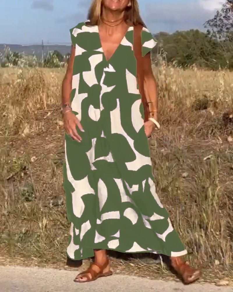 Stéphanie - Gedrukte jurk met V - hals - bellanza