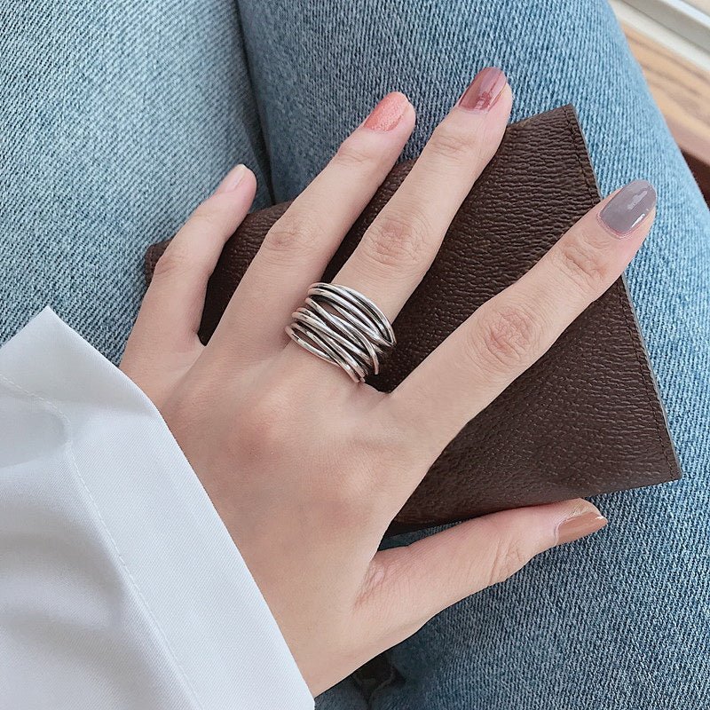 Sterling Zilver Verstelbare Ring in Lagen - bellanza