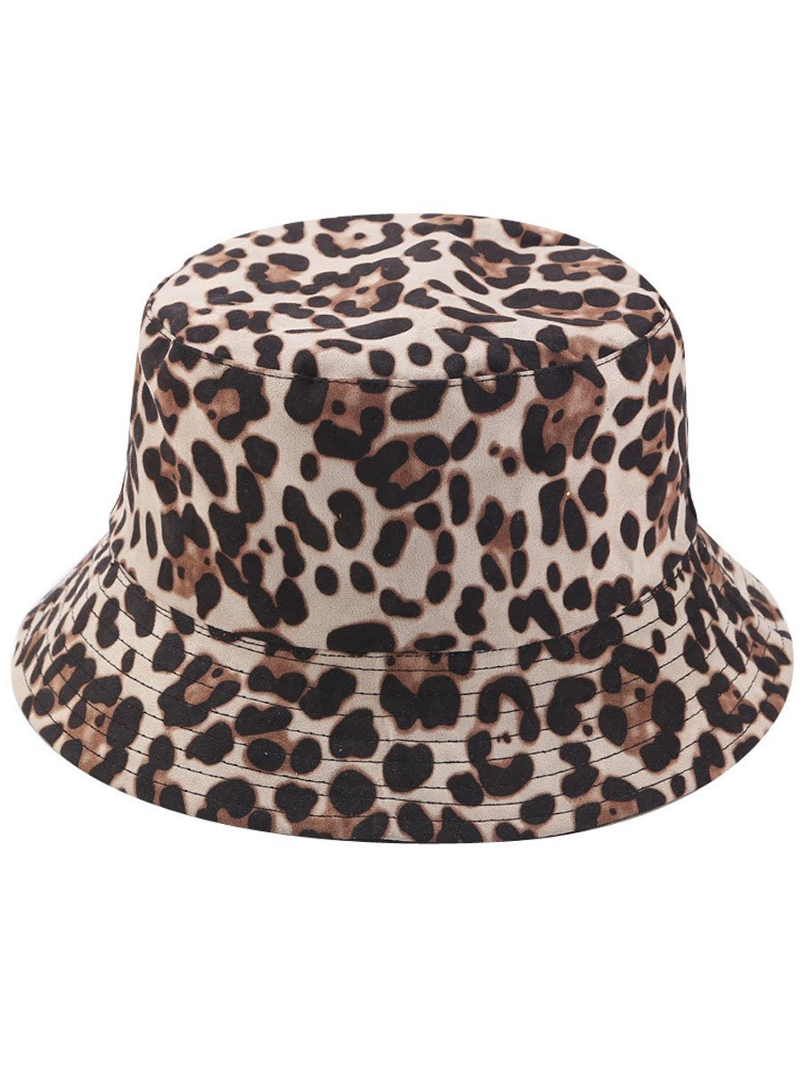 Suède Luipaardprint Casual Zonnehoed Bucket Hat - Bellanza