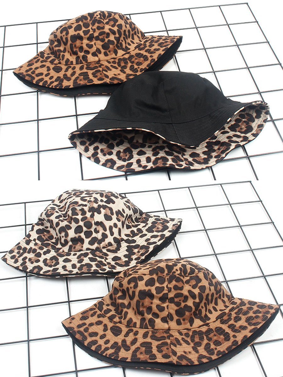 Suède Luipaardprint Casual Zonnehoed Bucket Hat - Bellanza