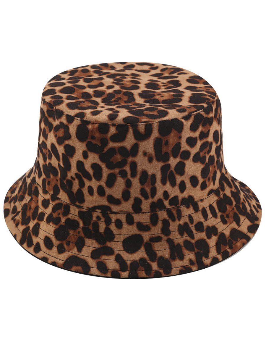 Suède Luipaardprint Casual Zonnehoed Bucket Hat - Bellanza