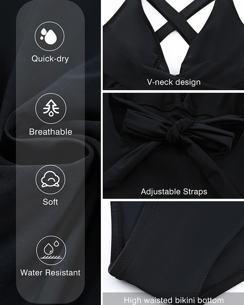 Swimdress – Corrigerend Badpak met Ruches en Rokdetail - bellanza