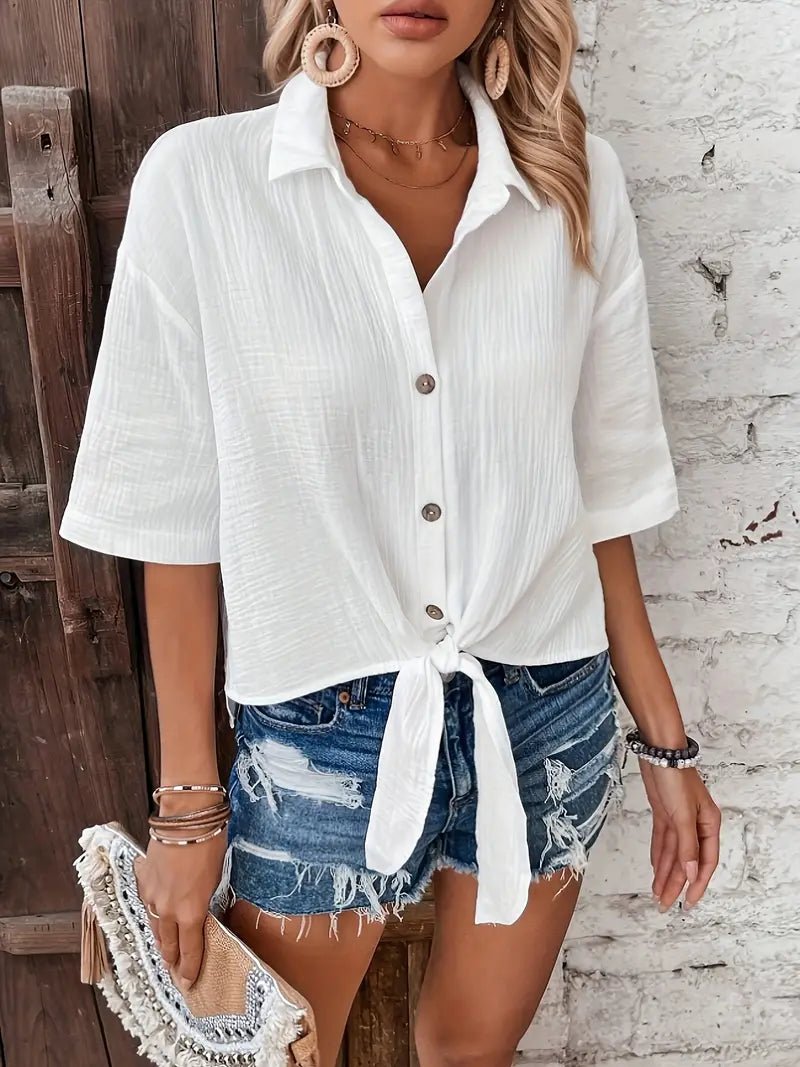 Sylvie™ | Casual Button - Up Zomerblouse - bellanza