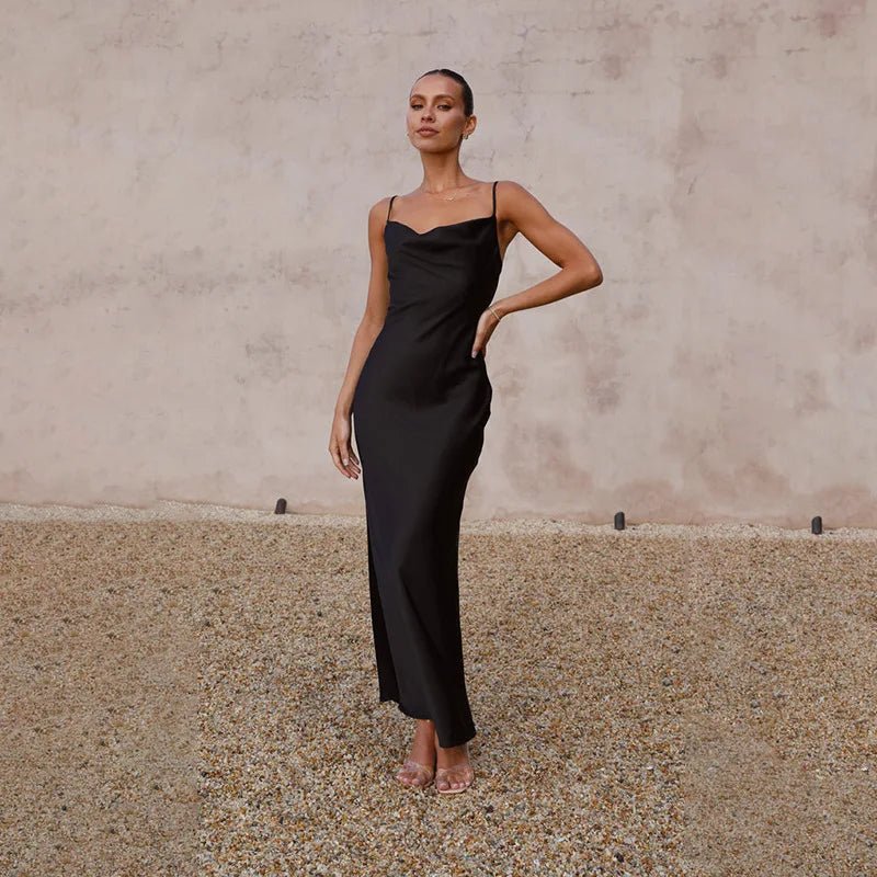 Tanja™ | Tijdloze Satijnen Jurk met Open Rug en Elegant Ontwerp - bellanza