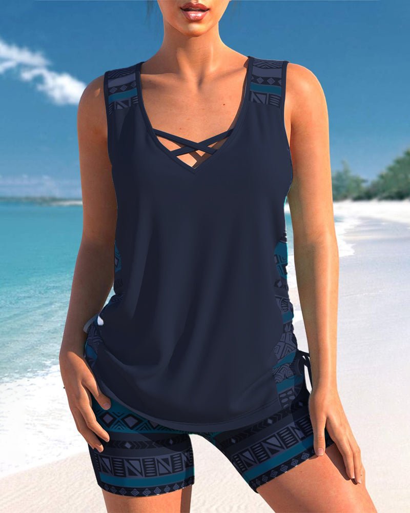 Tankini's met geometrische print en V - hals - bellanza