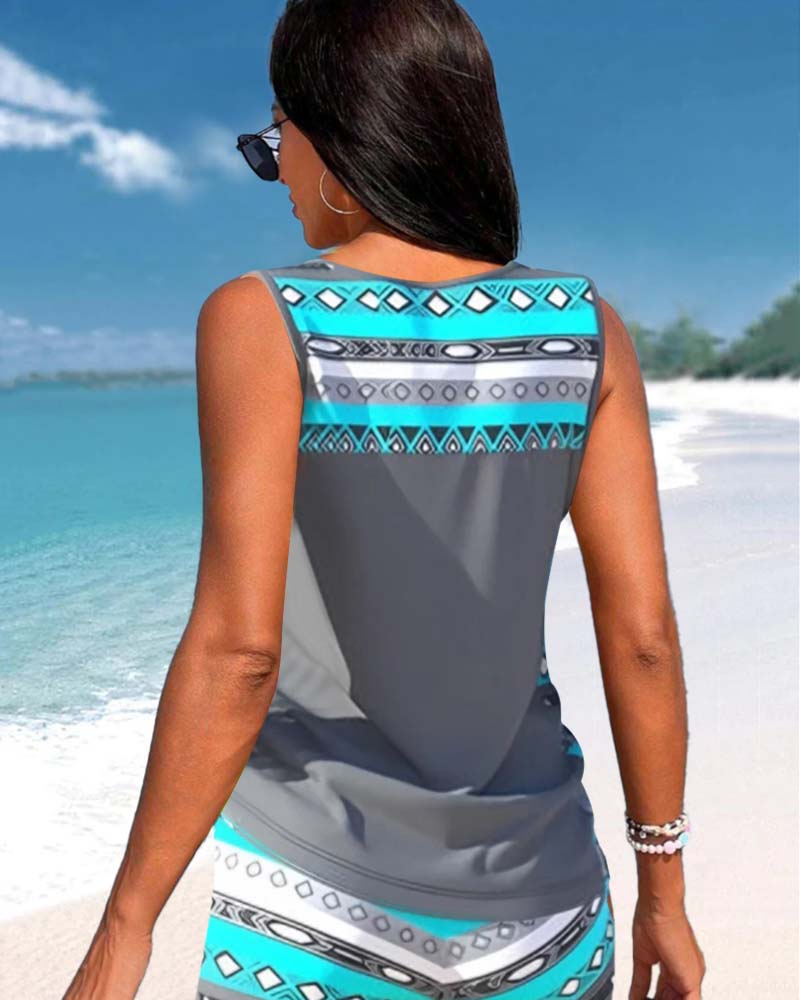 Tankini's met geometrische print en V - hals - bellanza