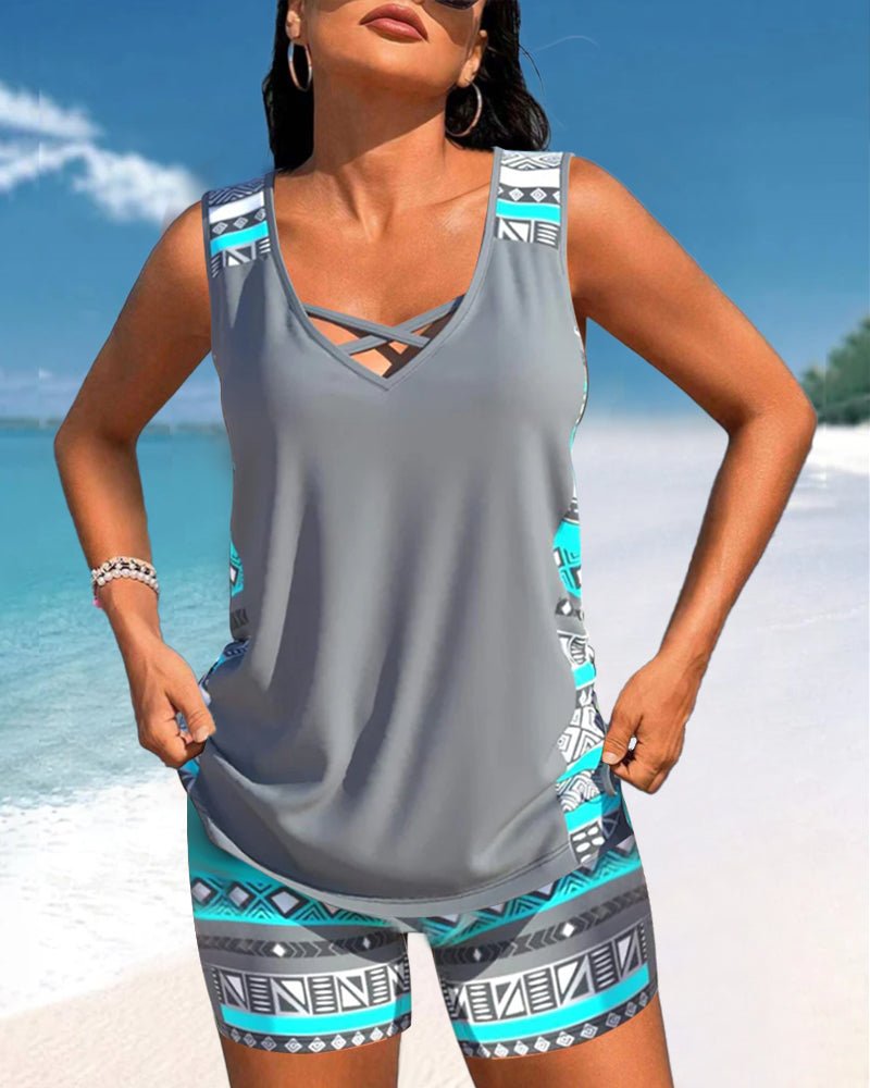 Tankini's met geometrische print en V - hals - bellanza